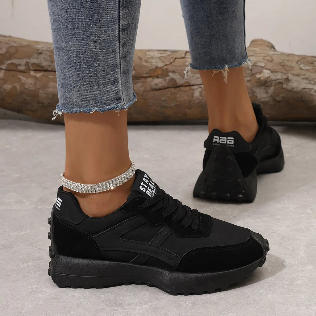 Women's Casual Platform Sneakers – Fashion Lace-Up Walking & Running Shoes, Non-Slip Outdoor Sports Shoes