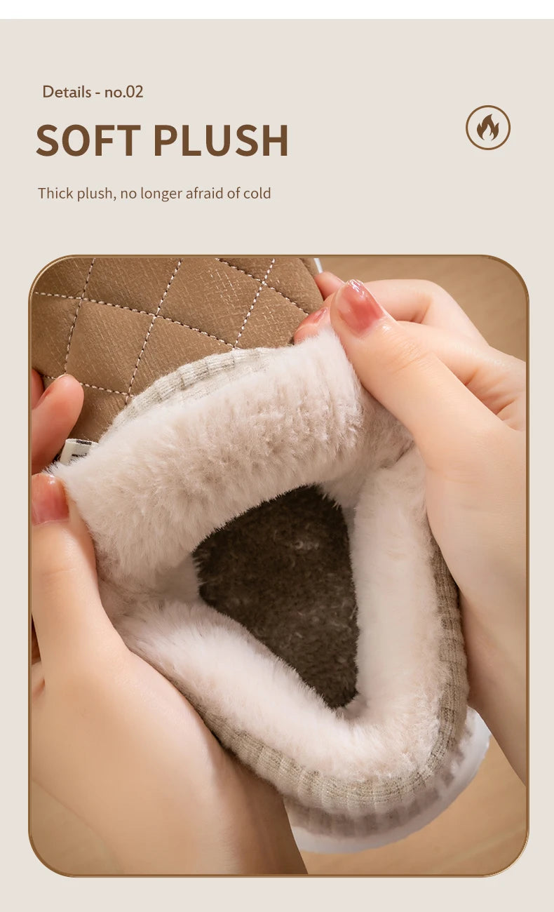 Winter Warm Cotton Slippers – Thick-Soled Fleece-Lined Non-Slip Outdoor Shoes