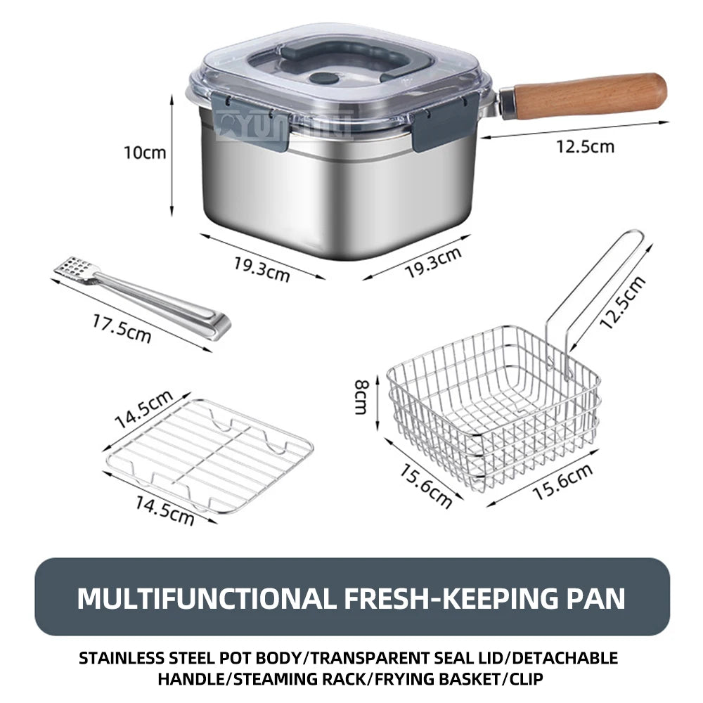 Portable Stainless Steel Deep Frying Pan