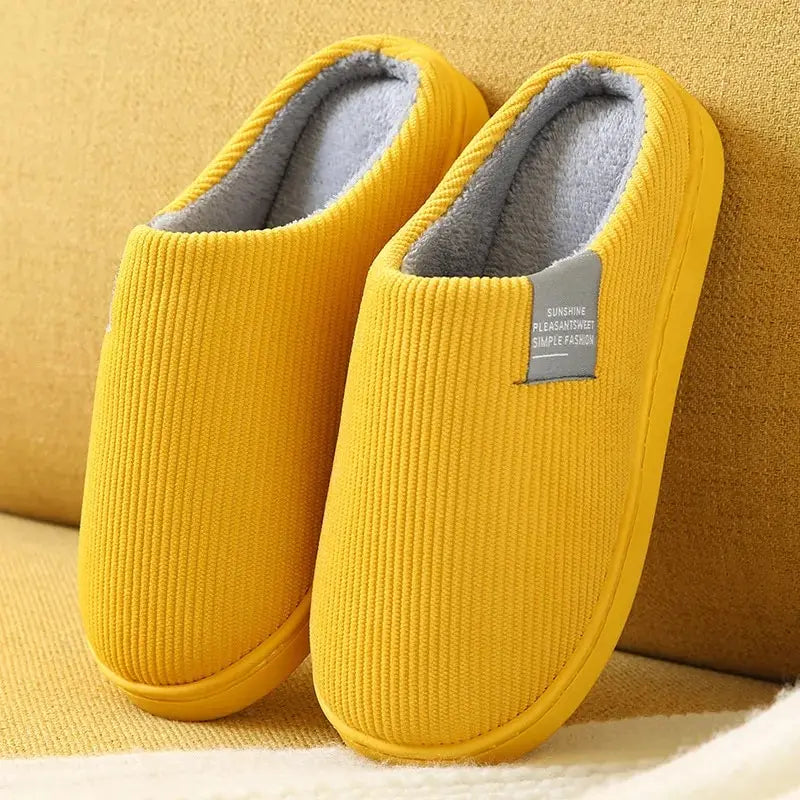 Unisex Plush Winter Slippers – Thick Soft-Soled Non-Slip Indoor House Shoes