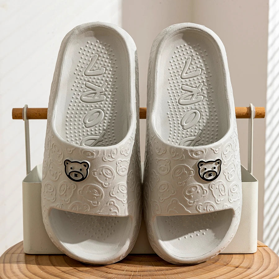Cute Bear Slippers for Women & Men – Soft Cartoon Summer Sandals