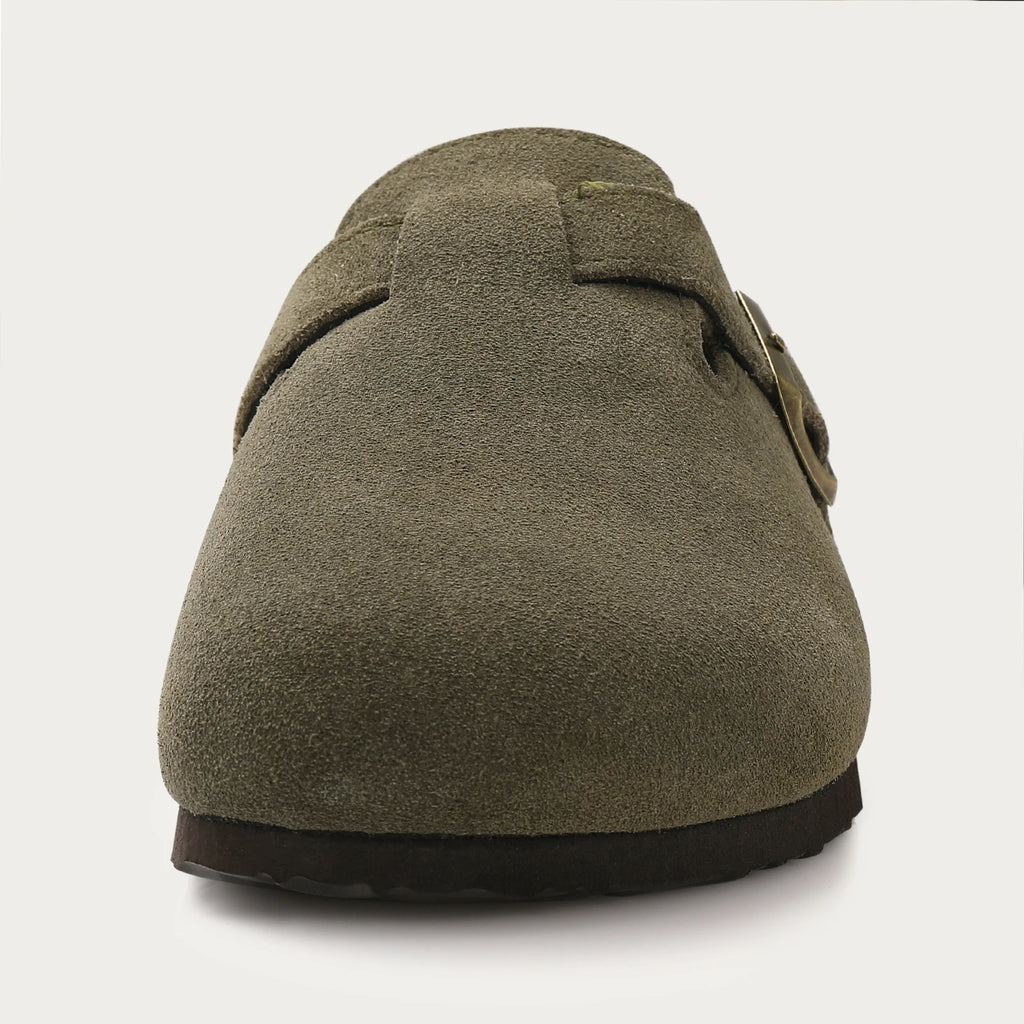 Unisex Suede Mules & Clogs – Cork Insole Sandals with Arch Support