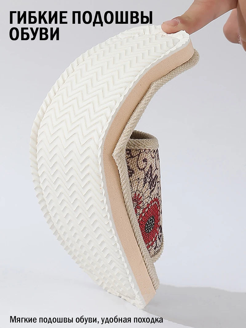 Women's Autumn Winter Linen Slippers – Thick-Soled Open-Toe EVA Home Sandals
