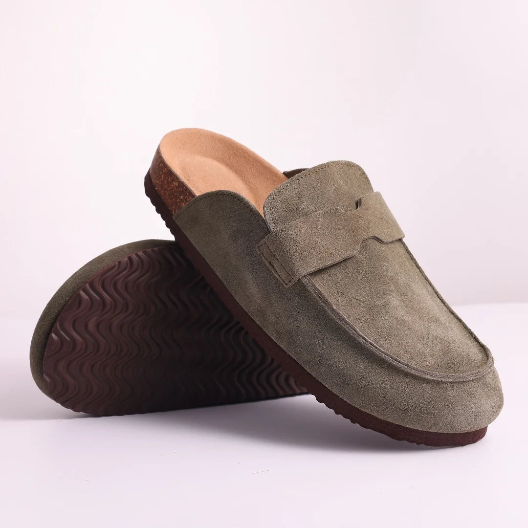 Litfun Women's Cork Clogs – Suede Mules with Arch Support & Non-Slip Sole