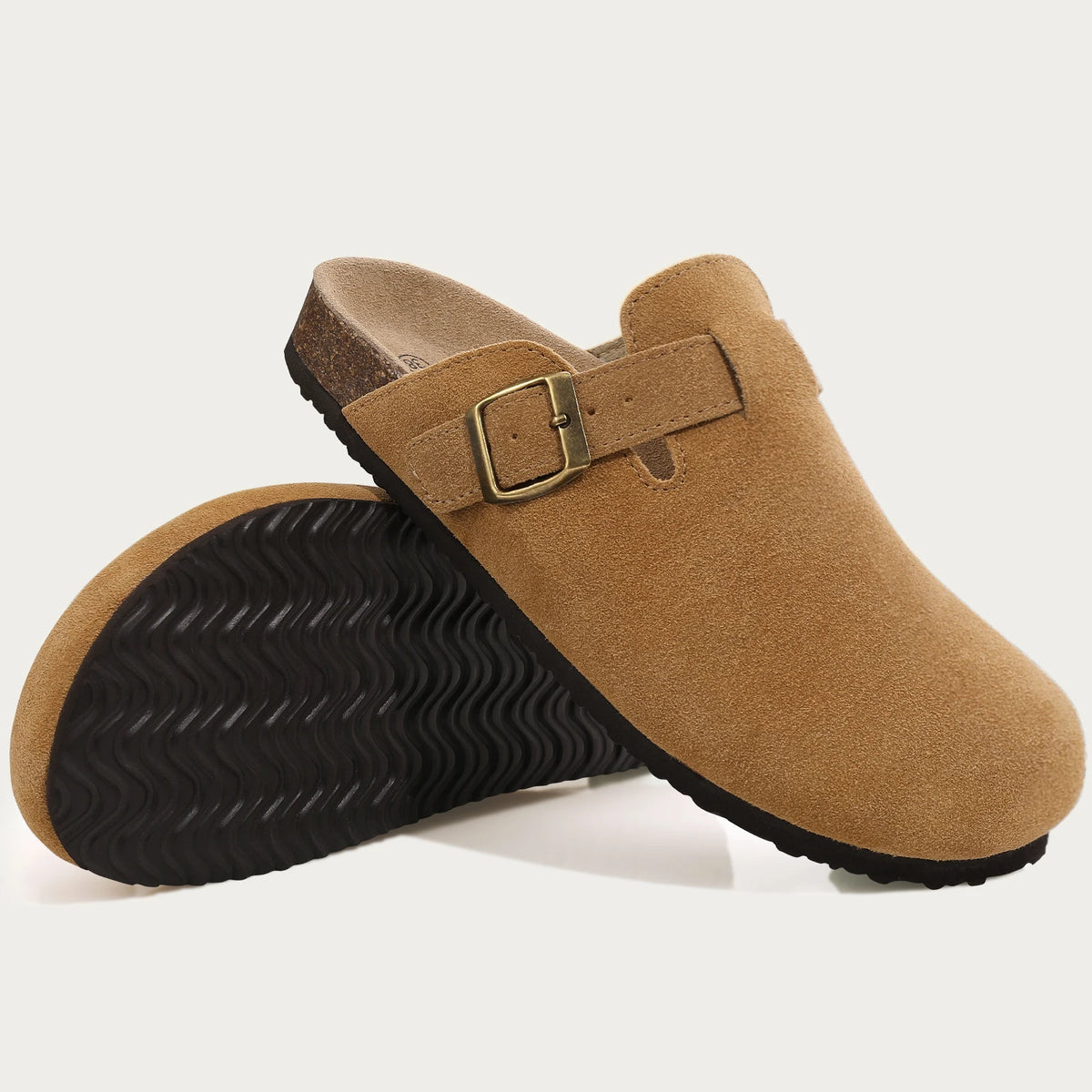 Unisex Suede Mules & Clogs – Cork Insole Sandals with Arch Support