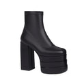 Women's Ultra-High Platform Ankle Boots – Square Toe Hollow-Out Chunky Heel Shoes