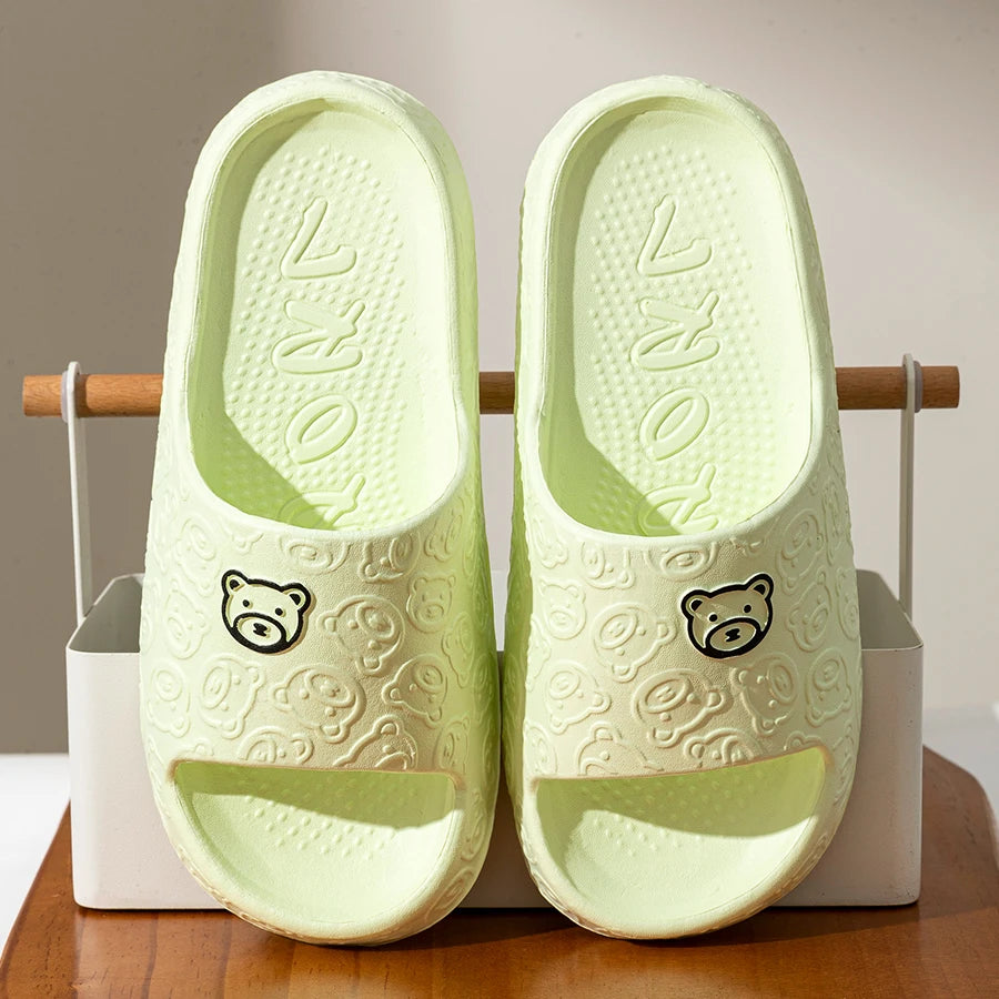 Cute Bear Slippers for Women & Men – Soft Cartoon Summer Sandals