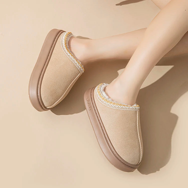 Women's Platform Fluffy Slippers – Plush Winter House Shoes with Soft Comfort