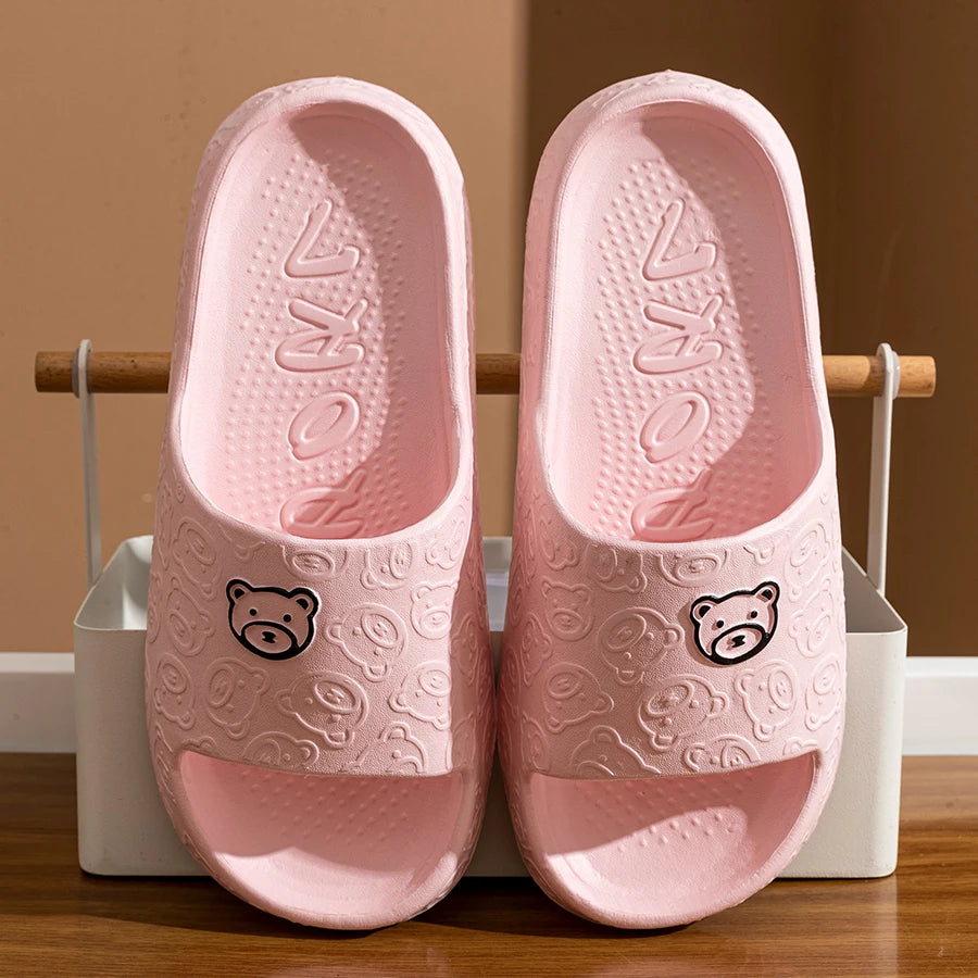Cute Bear Slippers for Women & Men – Soft Cartoon Summer Sandals