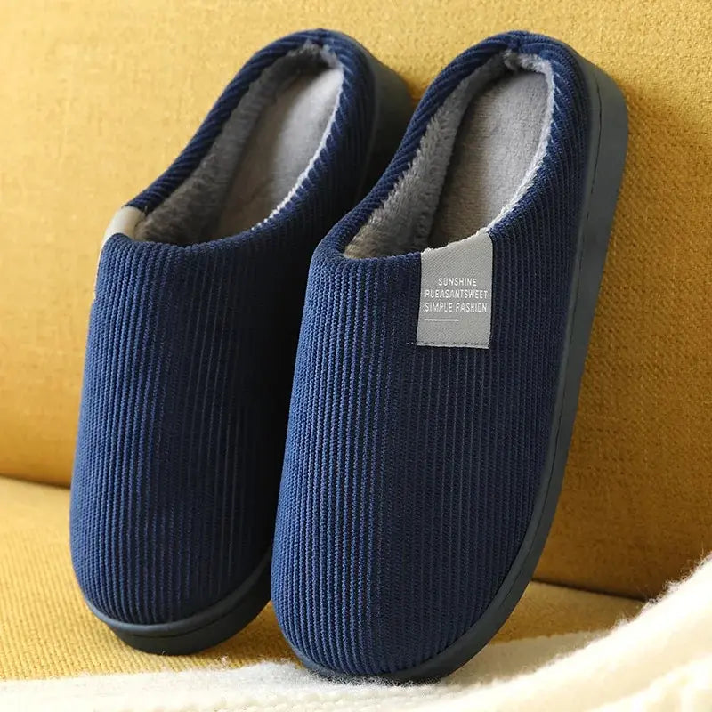 Unisex Plush Winter Slippers – Thick Soft-Soled Non-Slip Indoor House Shoes