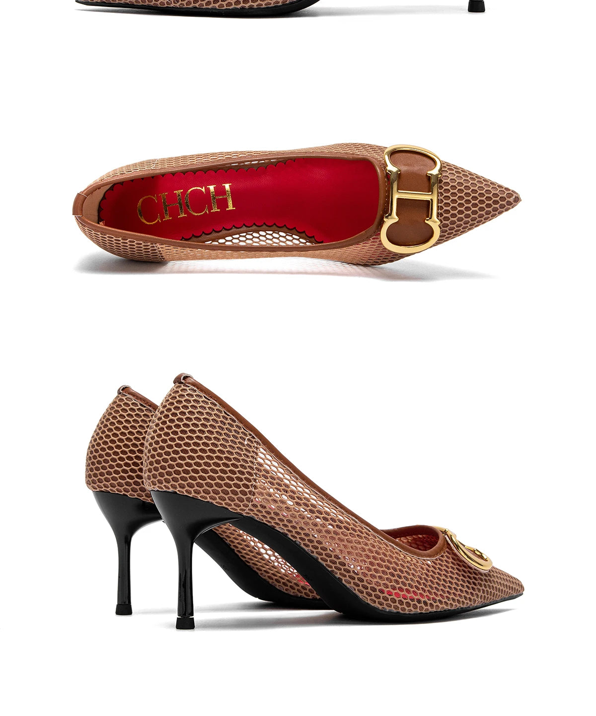 CHCH Women's 7CM High Heels – Hollow Design Red Business & Evening Shoes