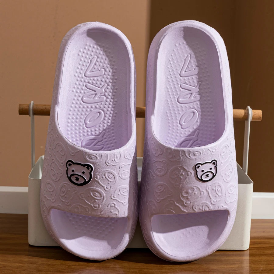 Cute Bear Slippers for Women & Men – Soft Cartoon Summer Sandals