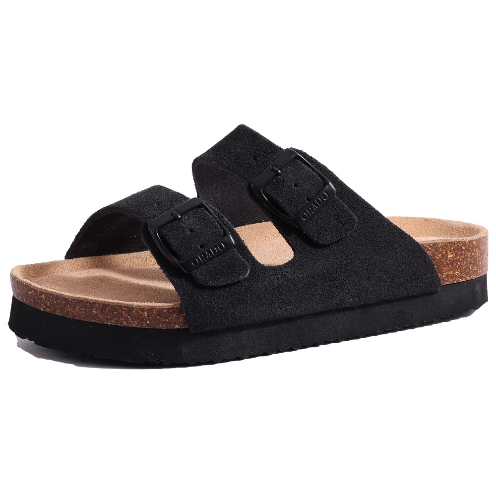Unisex Suede Mules & Clogs – Cork Insole Sandals with Arch Support