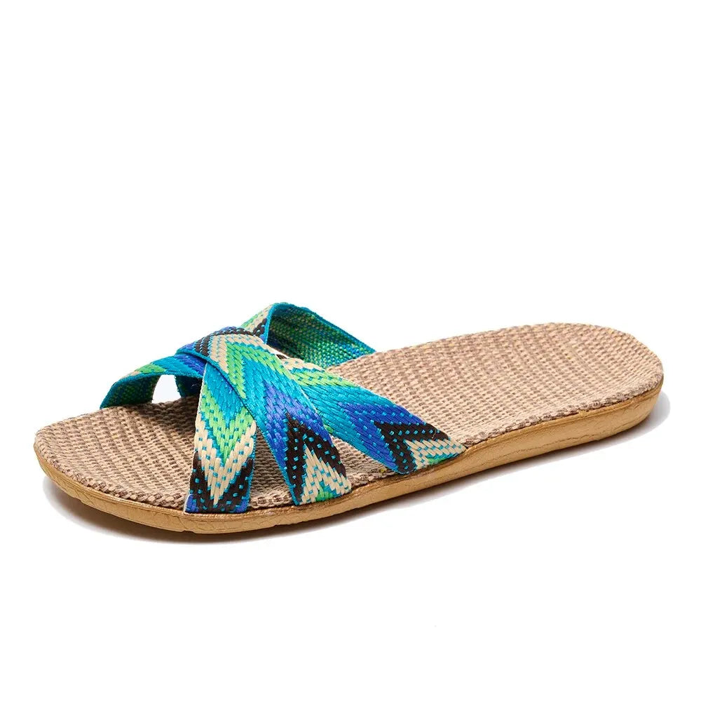 Women's Lightweight Linen Slippers – Soft Indoor Home Shoes for Couples