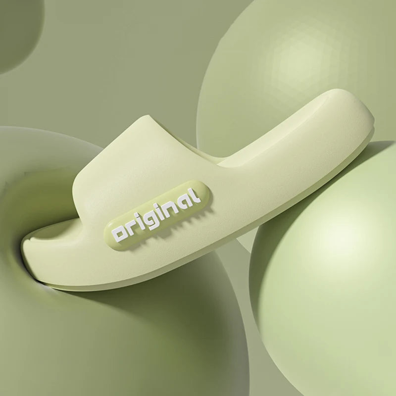 Women's Thick-Soled Cloud Slippers – Soft Platform Beach Slides with Letter Print