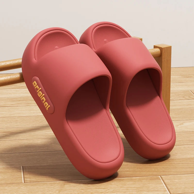 Women's Thick-Soled Cloud Slippers – Soft Platform Beach Slides with Letter Print