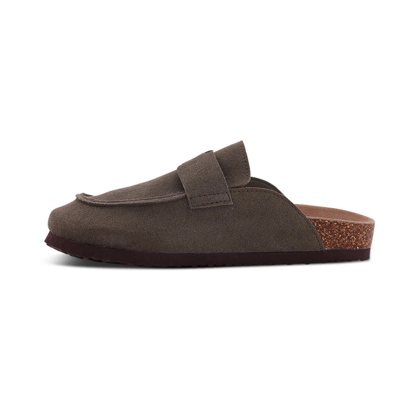 Litfun Women's Cork Clogs – Suede Mules with Arch Support & Non-Slip Sole
