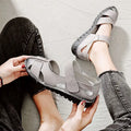 Women's Mary Jane Leather Shoes – Hollow-Out Closed-Toe Summer Sandals, Sizes 35–42