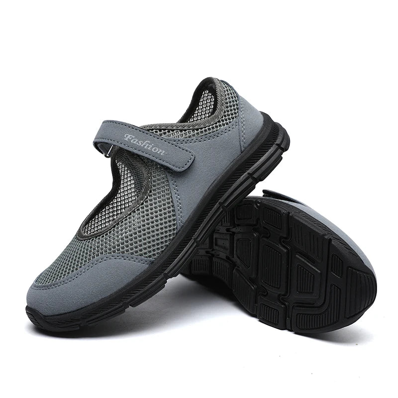 Women's White Mesh Sneakers – Breathable Vulcanized Casual Walking Shoes